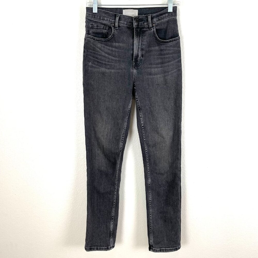 Everlane Womens 27 Straight Jeans‎ High Waist Washed Black Denim Cotton Stretch